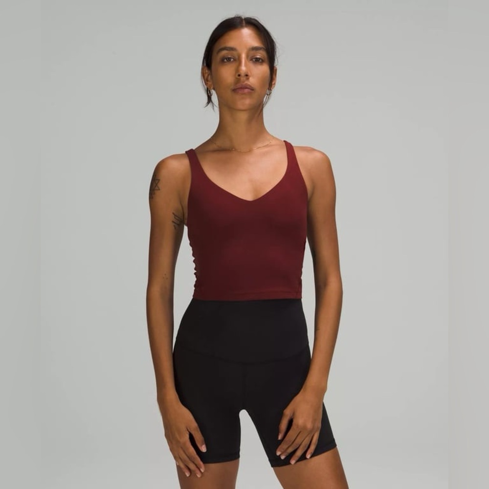 Lululemon Align Tank Top Crop Red Burgundy Size 6 Built in Bra